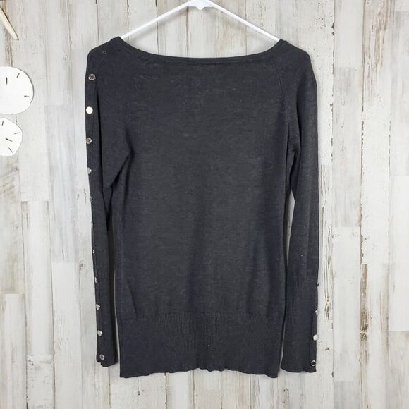 Ravel Button Detail Sweater Dark Gray Size XS - Picture 2 of 10